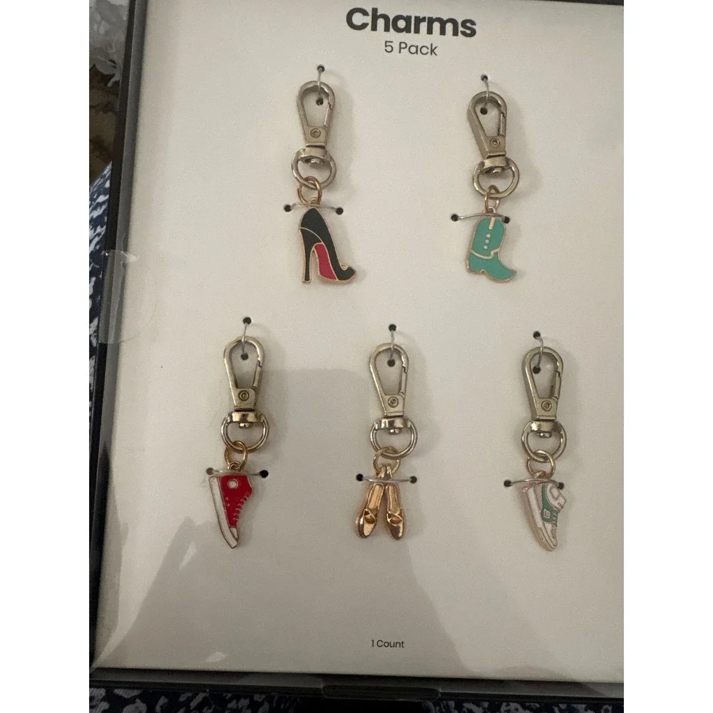 Shoe Enamel Charms 5 Pack Gold Tone Lobster Clasp Stiletto Boot Sneaker Flats
